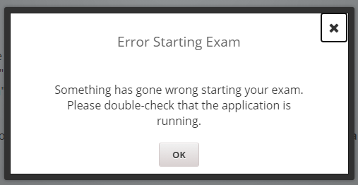 Error starting exam dialog